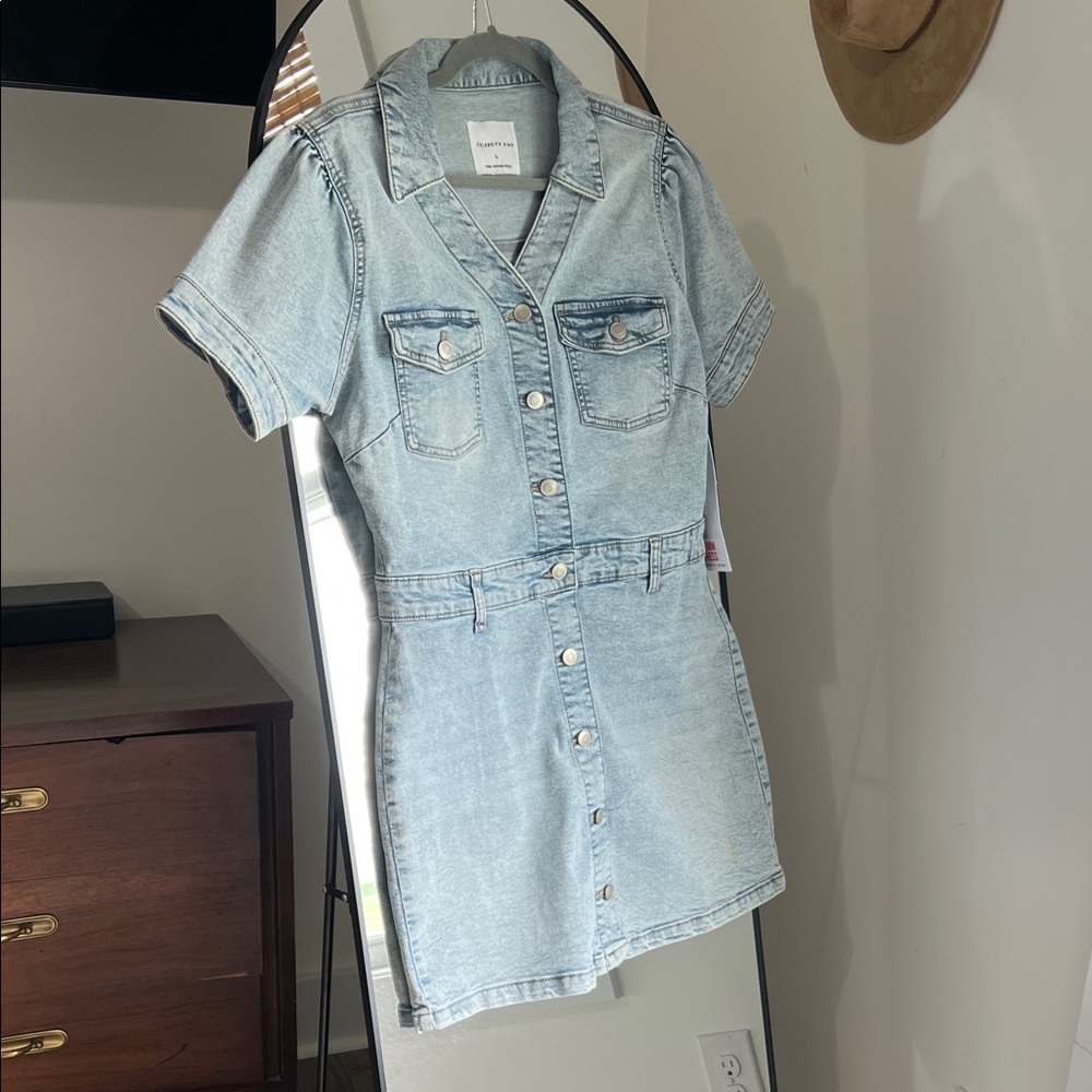 Celebrity Pink Light Wash Denim Shirt
